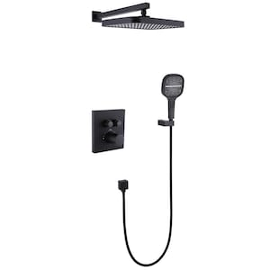 Single Handle 3-Spray Thermostatic Shower Faucet 1.8 GPM with High Pressure Showerhead in. Matte Black