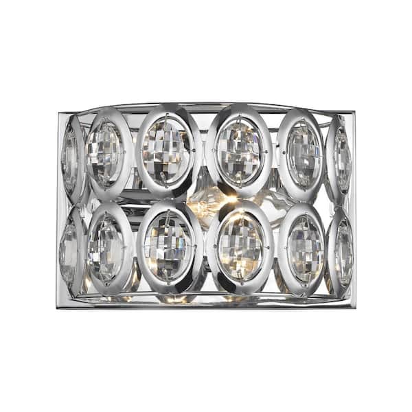 Titan Lighting Tessa 1-Light Polished Chrome with Clear Crystal Bath Light