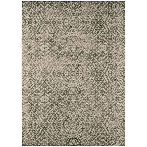 Addison Rugs Bravado Brown 8 ft. x 10 ft. Geometric Indoor/Outdoor Washable Area Rug