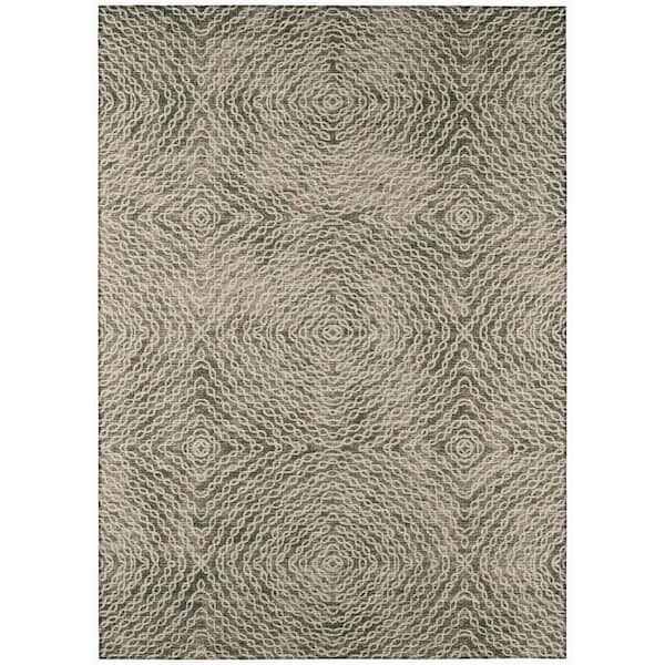 Addison Rugs Bravado Brown 9 ft. x 12 ft. Geometric Indoor/Outdoor Washable Area Rug