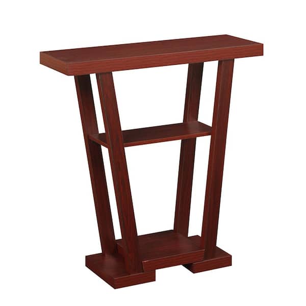 Convenience Concepts Newport 31.5 in. Mahogany Standard Rectangle Wood Console Table with Storage