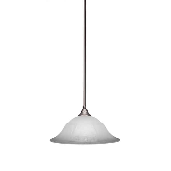 Unbranded Sparta 100-Watt 1-Light Brushed Nickel Bowl Mini Pendant Light with Glass Shade