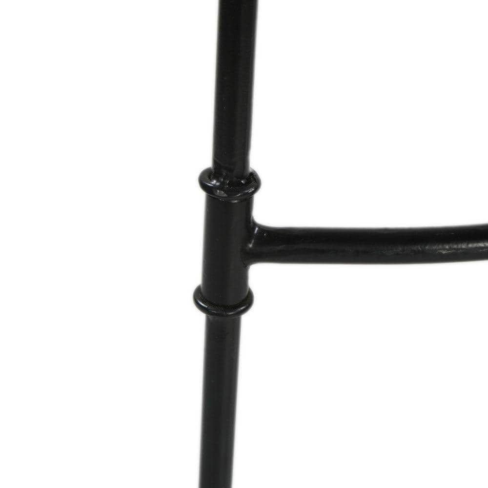 30-Inch Whitewashed Mango Wood Saddle Seat Backless Barstool with Black Metal Base