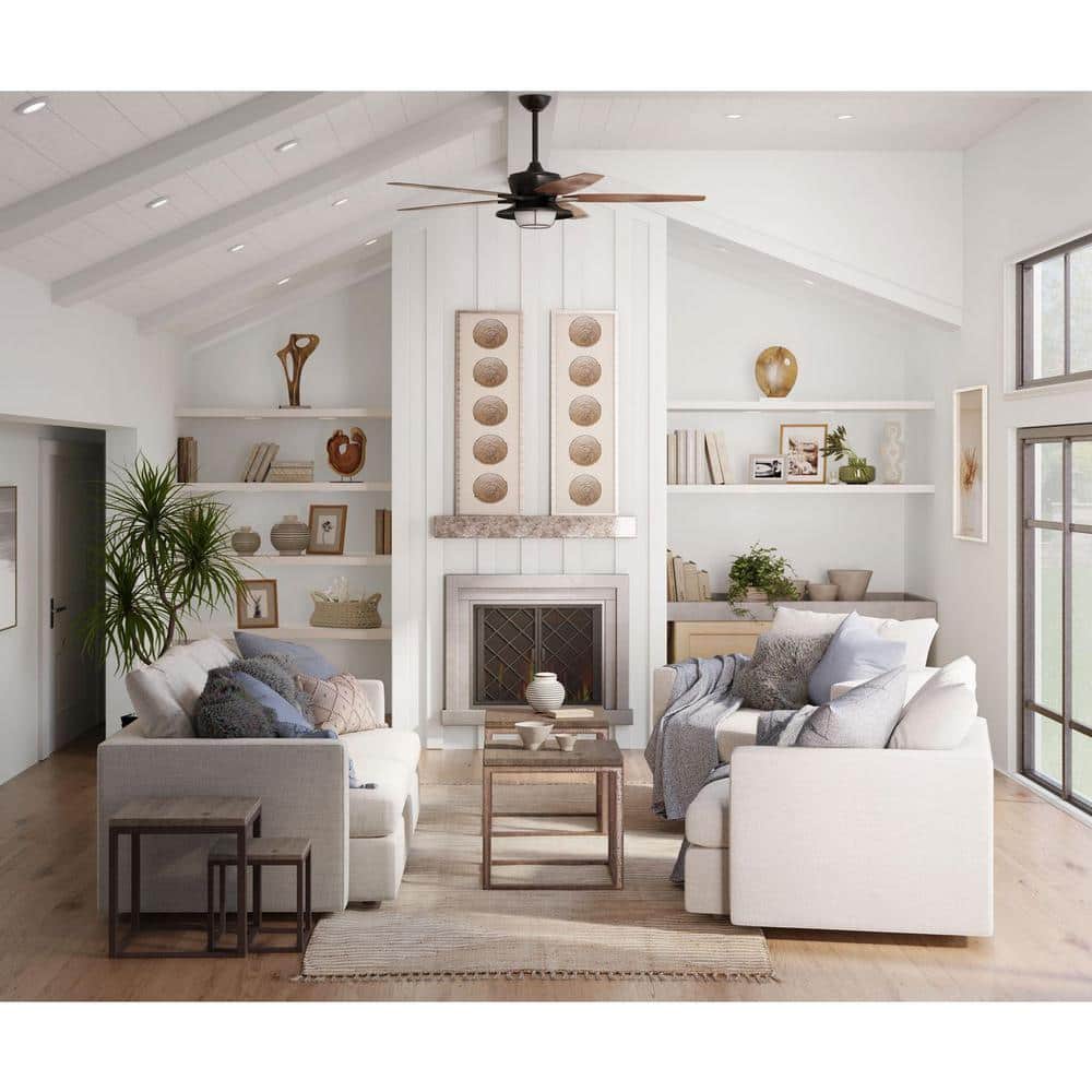 Montague 60-Inch Antique Bronze Ceiling Fan with Walnut Blades and LED Light