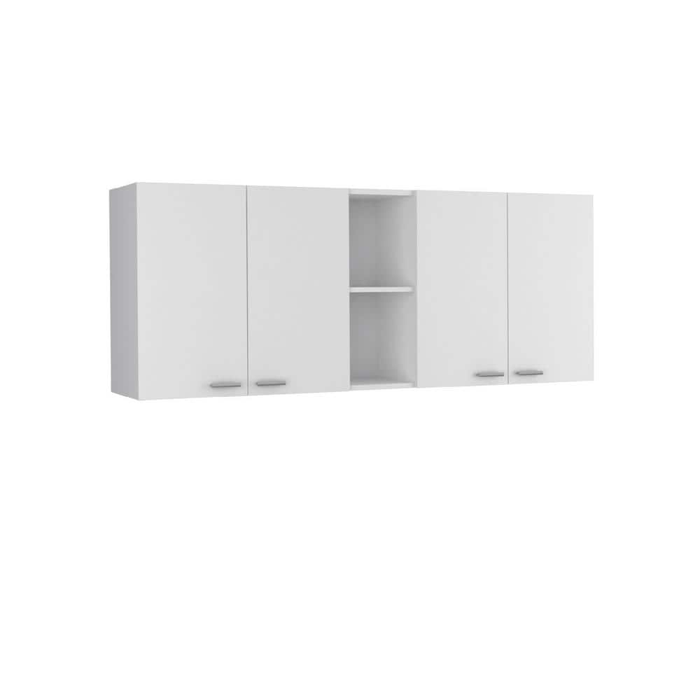 59 in. W x 12.4 in. D x 24 in. H in White Plywood Ready to Assemble Wall Kitchen Cabinet with 2-Shelves and Double Door -  Zeus & Ruta, Z02RH2R1ss