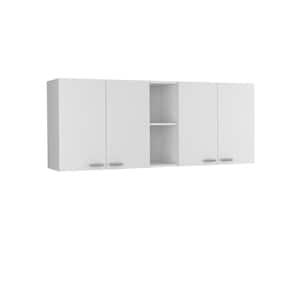 59 in. W x 12.4 in. D x 24 in. H in White Plywood Ready to Assemble Wall Kitchen Cabinet with 2-Shelves and Double Door