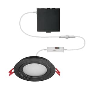 Ultra-Directional 4 in. Selectable New Construction and Remodel Color Canless Recessed Integrated LED Kit Black