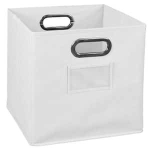 12 in. H x 12 in. W x 12 in. D White Fabric Cube Storage Bin