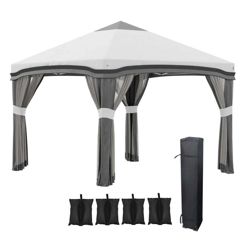 COOLSHARK 10 ft. x 10 ft. Pop Up Canopy Grill Gazebos With Removable ...