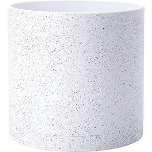 Modern 10 in. L x 10 in. W x 9.75 in. H 11.2 qts. Speckled White Indoor Plastic Planter 1 (-Pack)