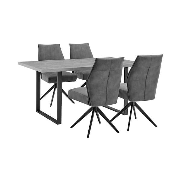 Armen Living Fenton and Charcoal Monarch 5-Piece Modern Rectangular Dining Set
