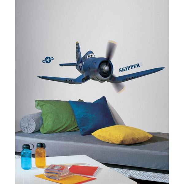 RoomMates 5.7 in. x 11.5 in. Planes Skipper Riley Peel and Stick Giant Wall Decals