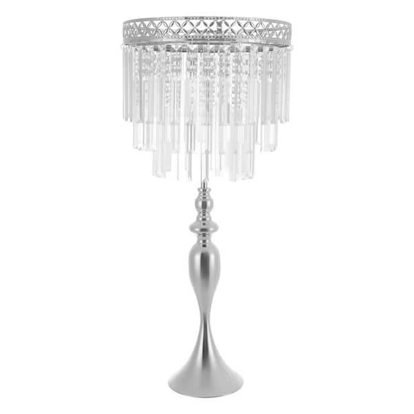 YIYIBYUS 13.77 in. Silver Round Metal Iron Acrylic Decorative Stand Wedding Event Decoration Stand