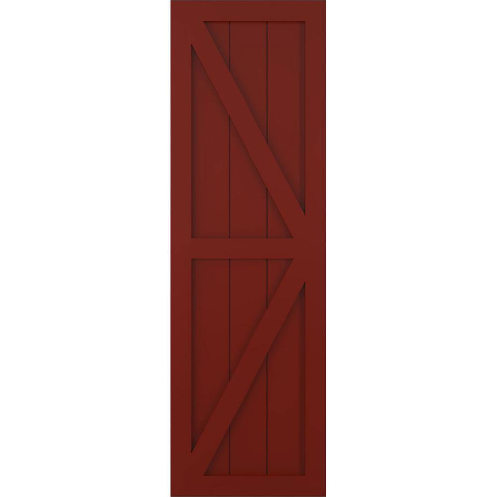 15 in. x 56 in. True Fit PVC 2-Equal Panel Farmhouse Fixed Mount Board and Batten Shutters Pair with Z-Bar in Pepper Red price history on PriceWatchPro