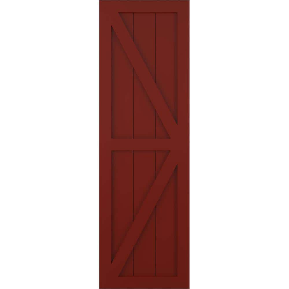 18 in. x 68 in. True Fit PVC Two Equal Panel Farmhouse Fixed Mount Board and Batten Shutters Pair in Pepper Red price history on PriceWatchPro
