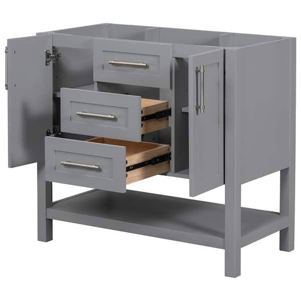 Nestfair 35.4 in. W x 17.8 in. D x 33 in. H Bath Vanity Cabinet without Top in Gray