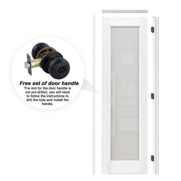 24 in. x 80 in. 1-Lite Frosted Glass Right White Solid Core MDF Single Interior Door Kit w/ Quick Assemble Jamb
