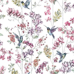 Glitter Hummingbird Trail White Non-Pasted Wallpaper (Covers 56 sq. ft.)