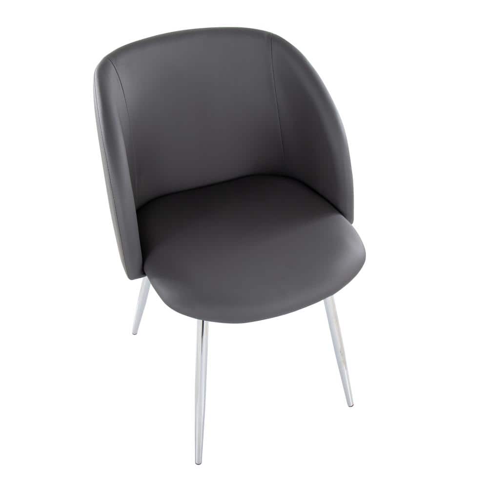 Grey Velvet and Faux Leather Upholstered Arm Chair with Metal Legs