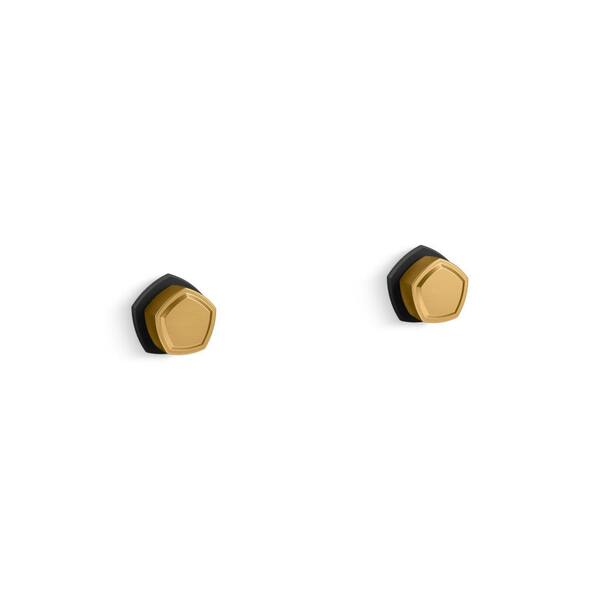 KOHLER Occasion Wall-Mount Bathroom Sink Faucet Knob Handle Trim, Matte Black with Moderne Brass ...