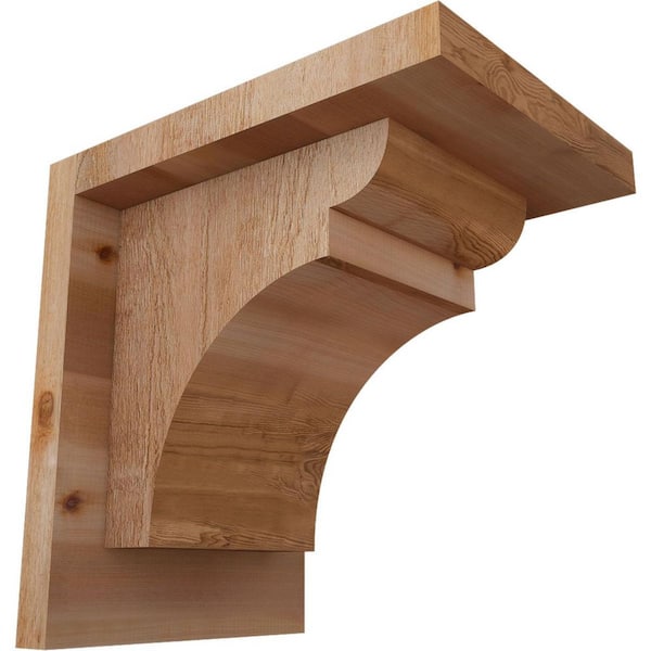Ekena Millwork 6 in. x 8 in. x 8 in. Western Red Cedar Yorktown Rough Sawn Corbel with Backplate