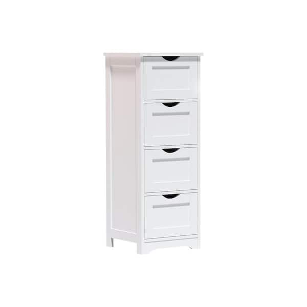 12.60 in. W x 11.80 in. D x 32.29 in. H White Wooden Freestanding Bathroom Storage Linen Cabinet with 4 Drawers