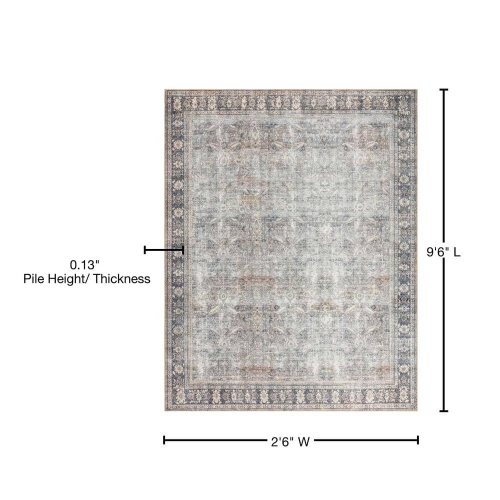 Elegant Grey Charcoal Oriental Runner Rug 2'6" x 9'6" Synthetic Handmade