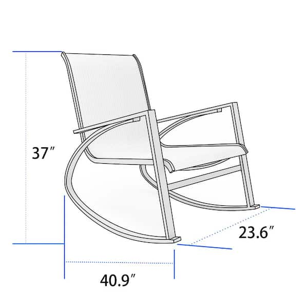 CORVUS Antonio Gray Metal Outdoor Rocking Chair with Taupe Sling