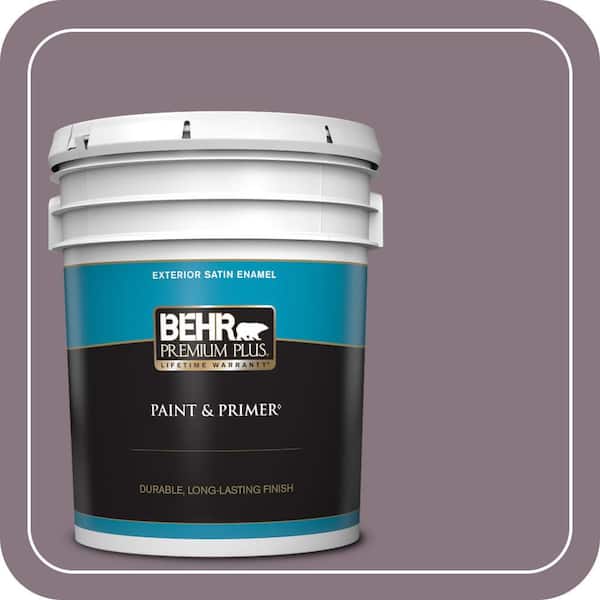 BEHR PREMIUM PLUS 5 gal. #ECC-18-3 Blooming Wisteria Satin Enamel Exterior Paint & Primer