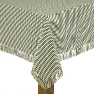 Choice 52 Wide Green Textured Gingham Vinyl Table Cover with Flannel Back