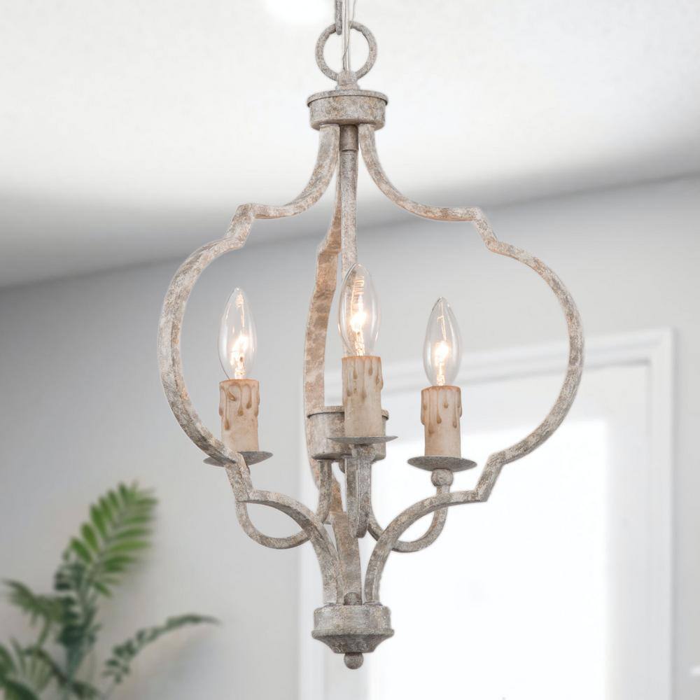 LNC 3Light Antique White and Gray Rustic Farmhouse Pendant Light