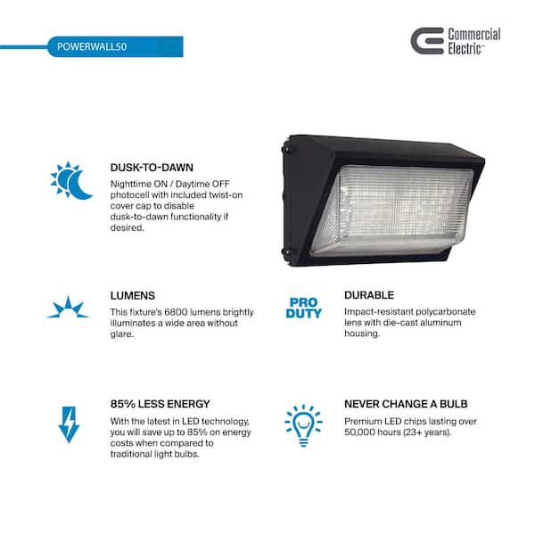Commercial Electric 450 Watt, Led Outdoor Area Flood Light Wall Pack Fixtures
