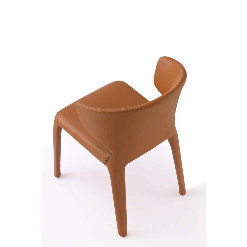 Set of 2 Saddle Brown Faux Leather Dining Chairs with Metal Legs