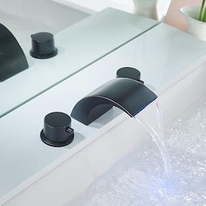 8 in. Widespread Double Handle Bathroom Faucet with Led Light and Pop Up Drain in Oil Rubbed Bronze