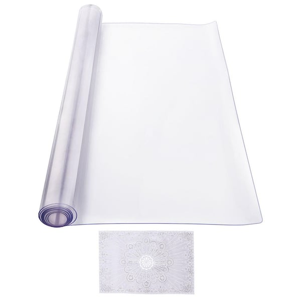Plastic Table Cover, 40 x 80 in. 2.0 mm Thick Clear Table Protector, Rectangle PVC Desk Mat, Waterproof & Easy Cleaning