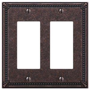 Imperial Bead 2 Gang Rocker Metal Wall Plate - Tumbled Aged Bronze