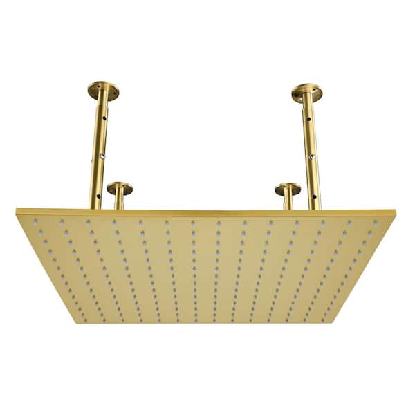 Tahanbath 1-Spray Patterns 1.8GPM 19.68 in. Ceiling Mount Fixed Shower Head in Brushed Gold