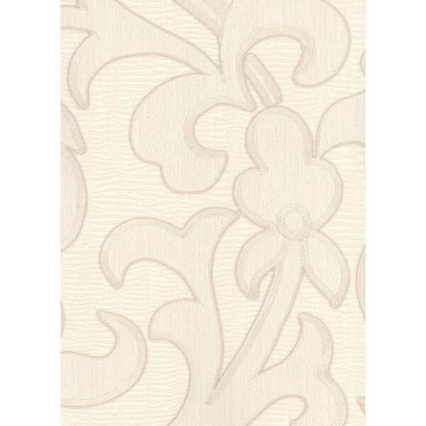 Unbranded 56 sq. ft. Contemporary Flower on a Pleated Texture Background Wallpaper in Antique White