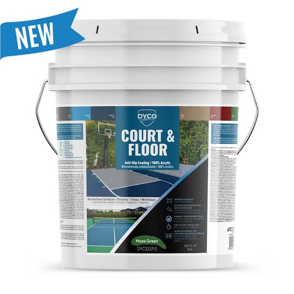 Court and Floor Anti-Slip Coating Paint for Pickleball and Basketball Courts, Moss Green, 5 gallon
