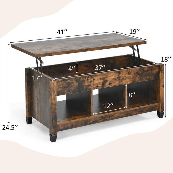Costway 41 in. Coffee Rectangle Wood Coffee Table with Lift Costway 41 in. Coffee Rectangle Wood Coffee Table with Lift