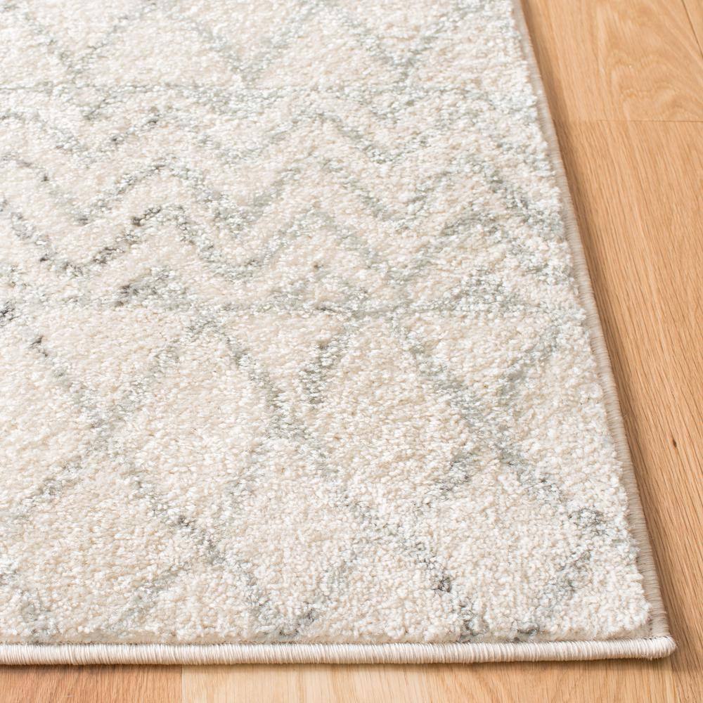Ivory and Grey Synthetic Moroccan Runner Rug