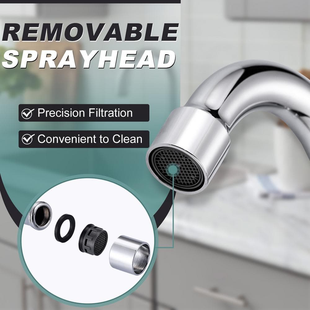 Polished Chrome Double Handle High-Arc Kitchen Faucet