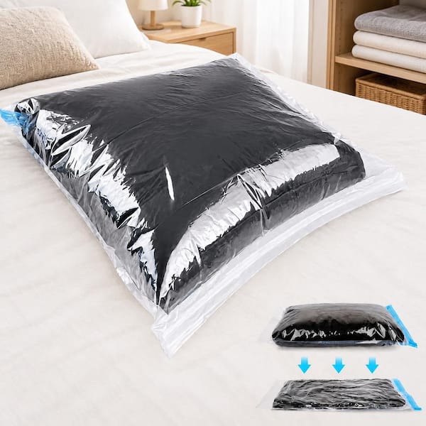 Clear 10-Piece Compression Luggage Vacuum Storage Bags for Travel Essentials and Home Packing Organizers