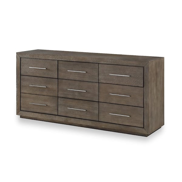 Benjara 72 in. Brown 9-Drawer Wooden Dresser Without Mirror