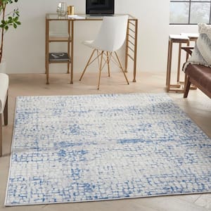 Whimsicle Gray Blue 5 ft. x 7 ft. Abstract Contemporary Area Rug