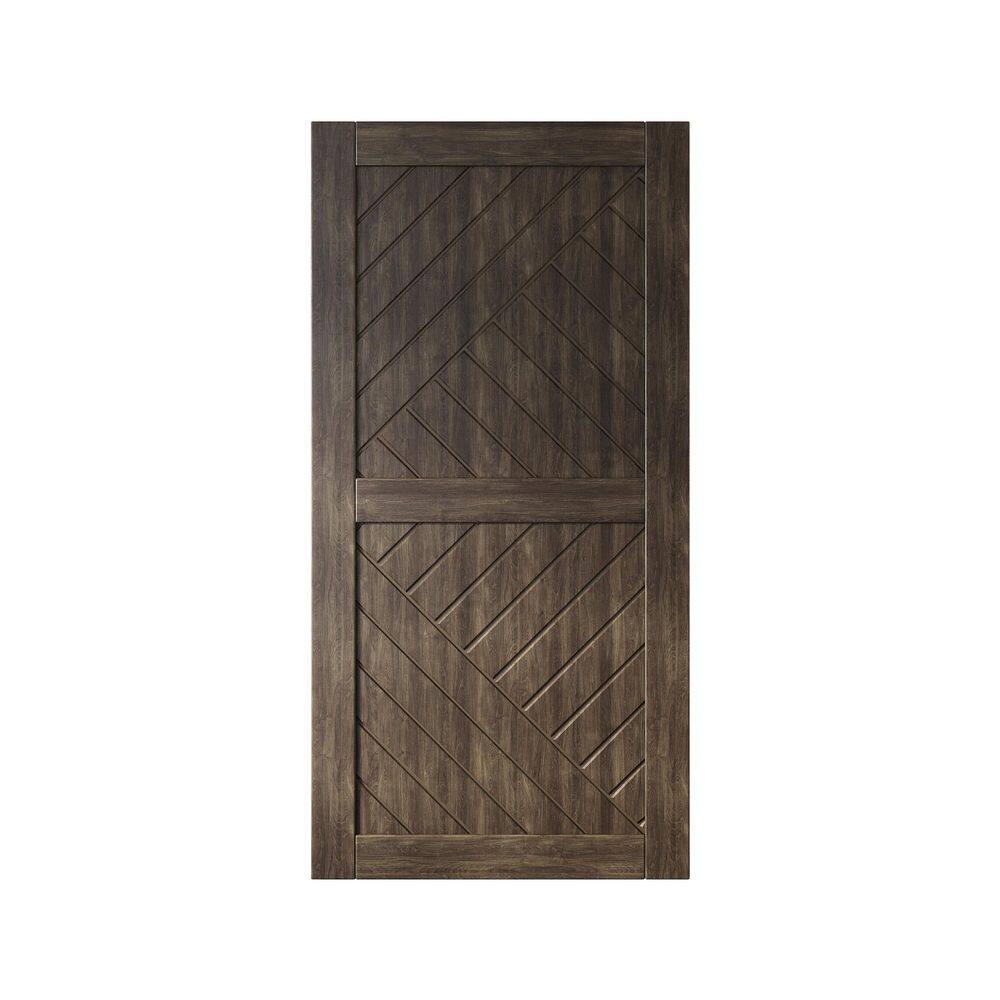 HT 36 in. x 84 in. C-Panel Solid Core Ebony Geometric Design Pine Wood Interior Sliding Barn Door Slab price history on PriceWatchPro