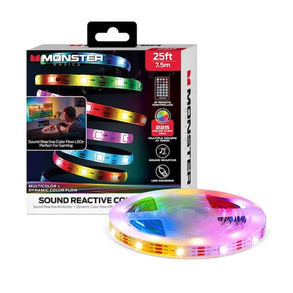 25 Foot USB Powered Multicolor Color-Flow Sound Reactive LED Strip Light, IR Remote Control, Music Sync 1 pack