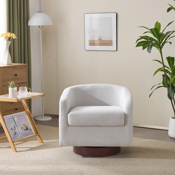 Karl home Beige Barrel Chair with Swivel Base