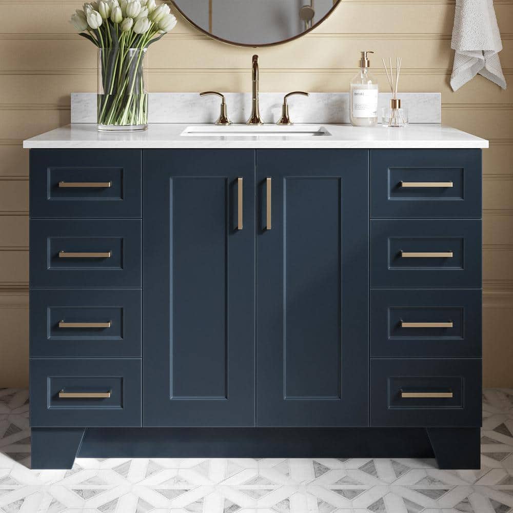 Taylor 48 in. Single Sink Freestanding Bathroom Vanity in Midnight Blue with 0.75 in. Carrara White Marble Top price history on PriceWatchPro