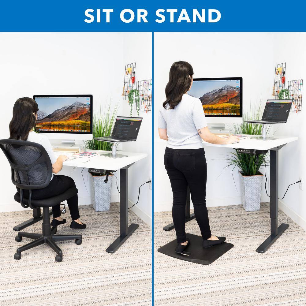 Black and White Adjustable Electric Sit-Stand Desk with Steel Frame